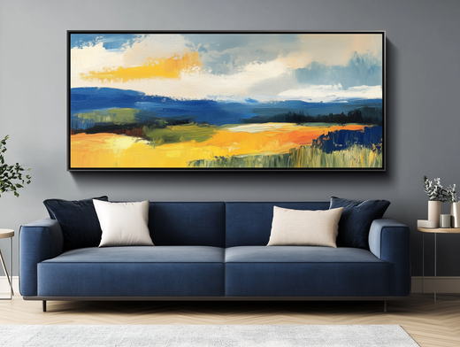 Langwerpige schilderijen als wanddecoratie