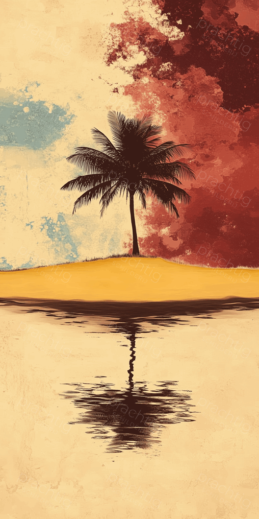 Eenzame palm aan de horizon