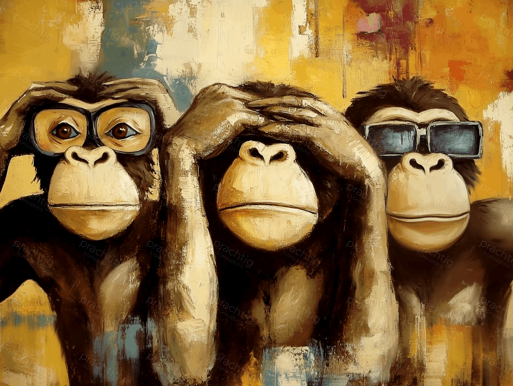 Drie Wijze Apen in Kleur