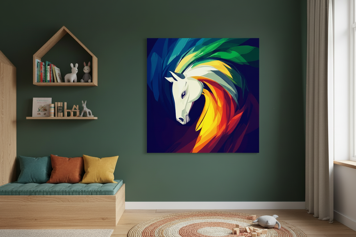Kleurrijke Paardenkop in Beweging