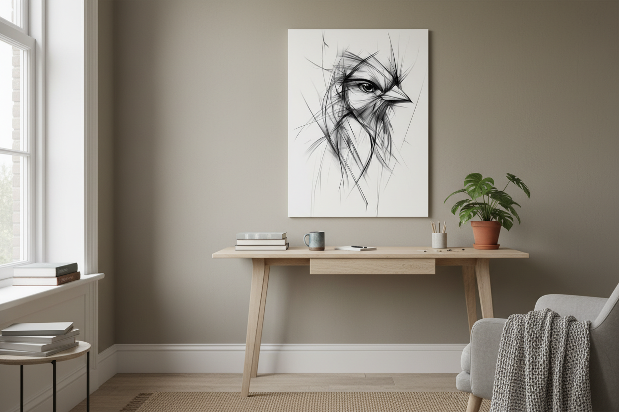 Sierlijke Vogel in Zwart-Wit