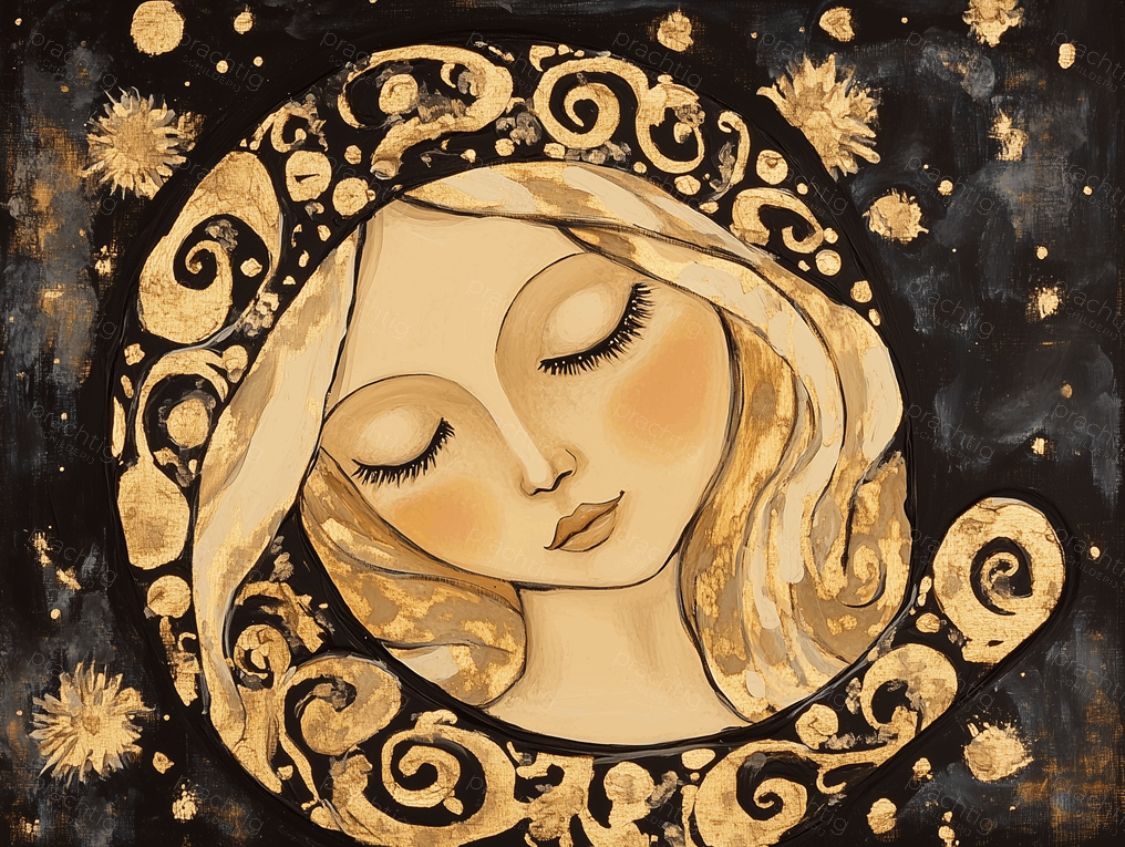 Dromende Vrouw in Gouden Nacht