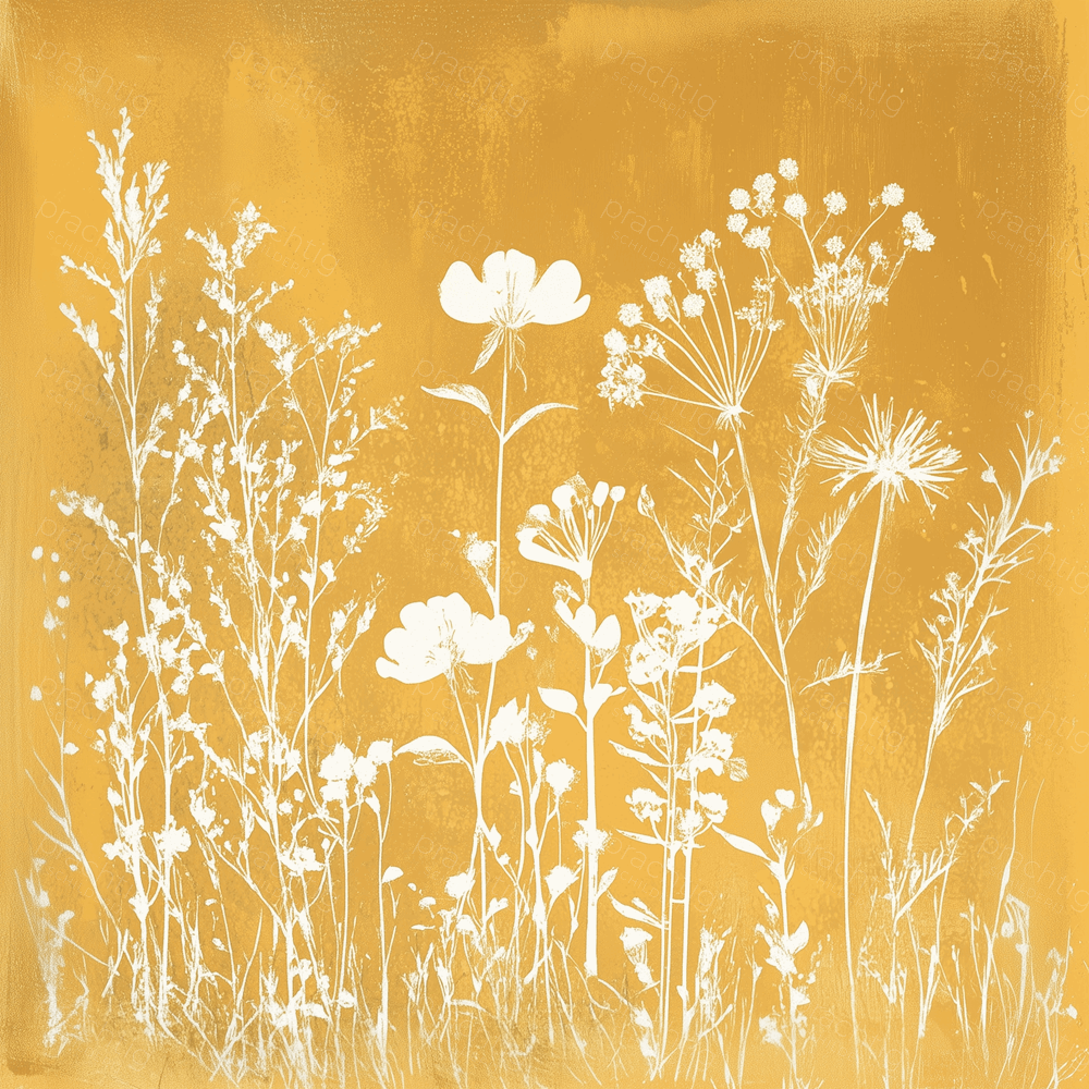 Wilde bloemen op okergeel