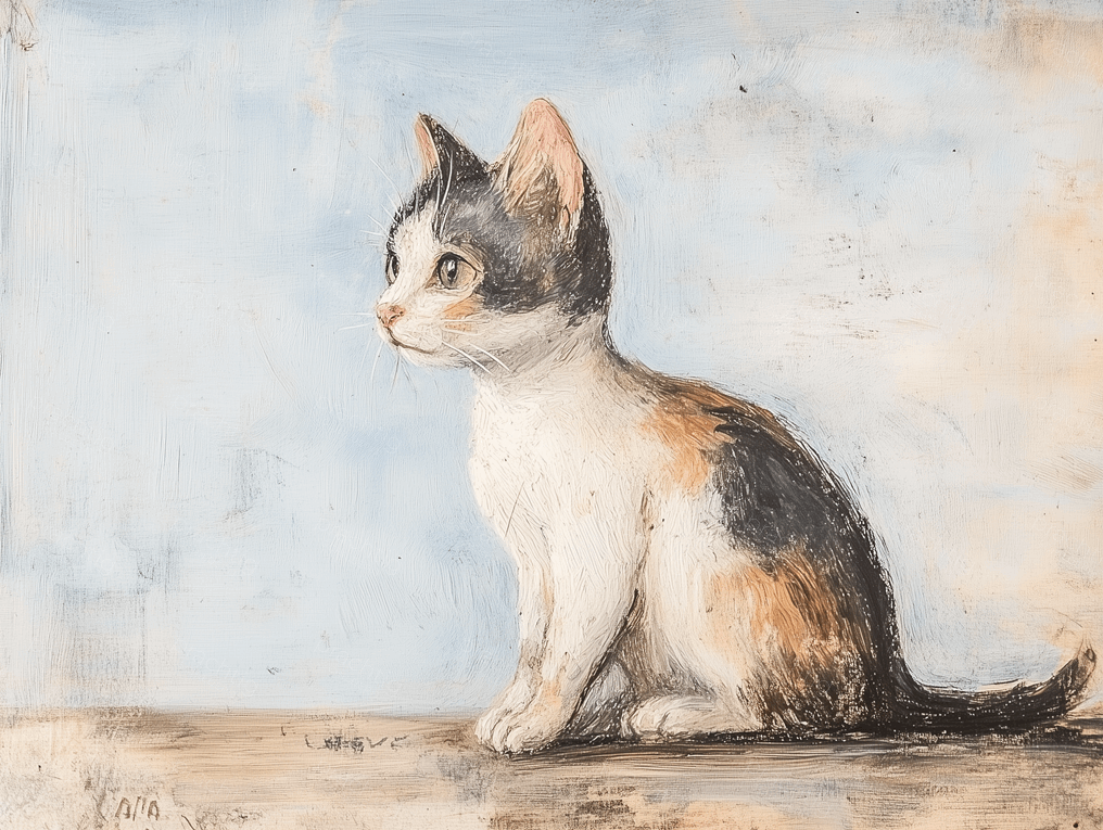 Kleine Kitten op Blauwe Achtergrond