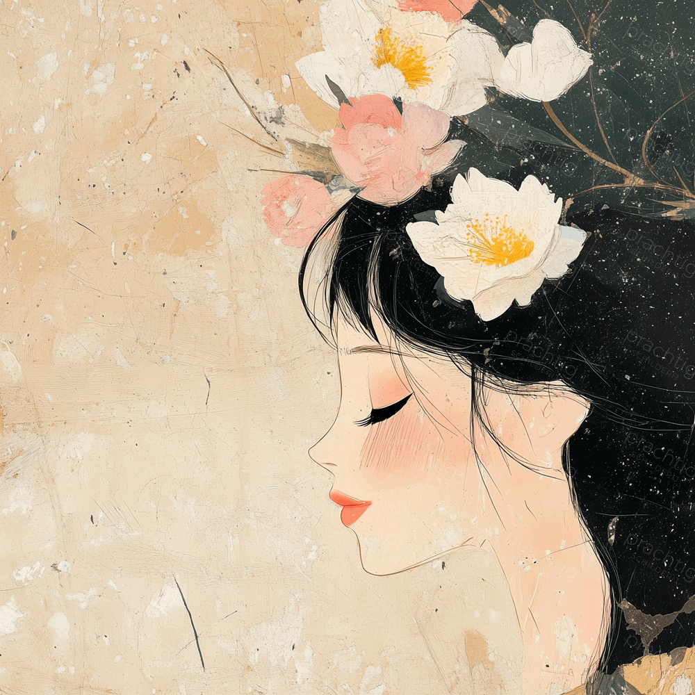 Dromerig meisje met bloemenkroontje