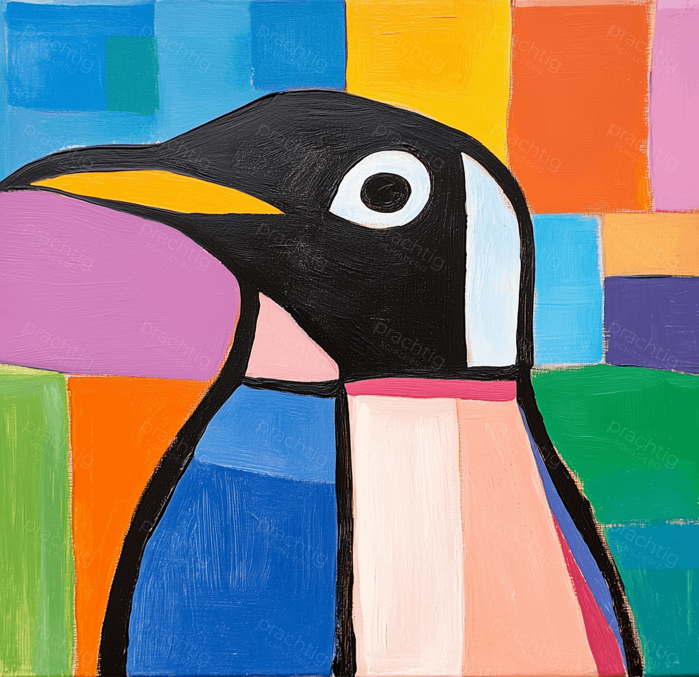 Vrolijke Pinguïn in Vlakkleuren