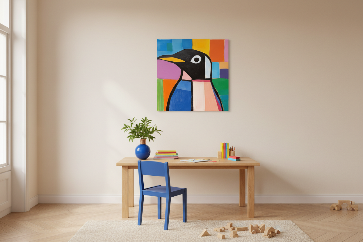 Vrolijke Pinguïn in Vlakkleuren