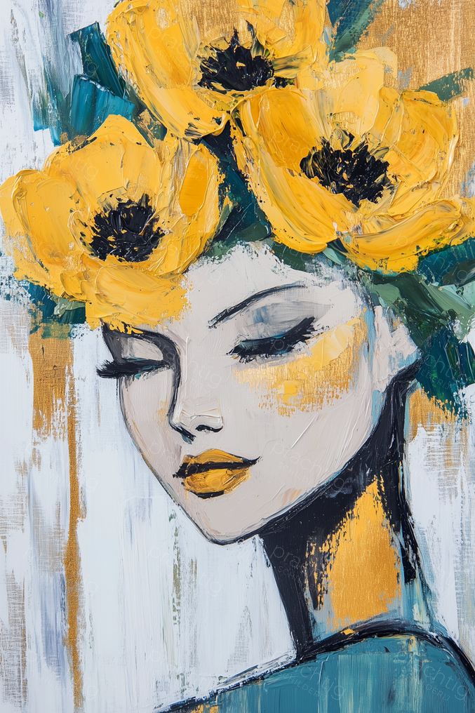 Dame met Gele Bloemenkroon