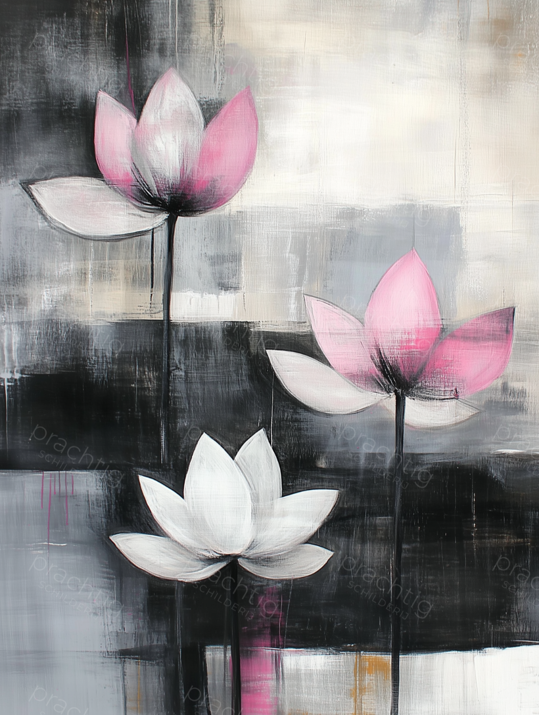 Lotus Bloemen in Zwart-Wit en Roze