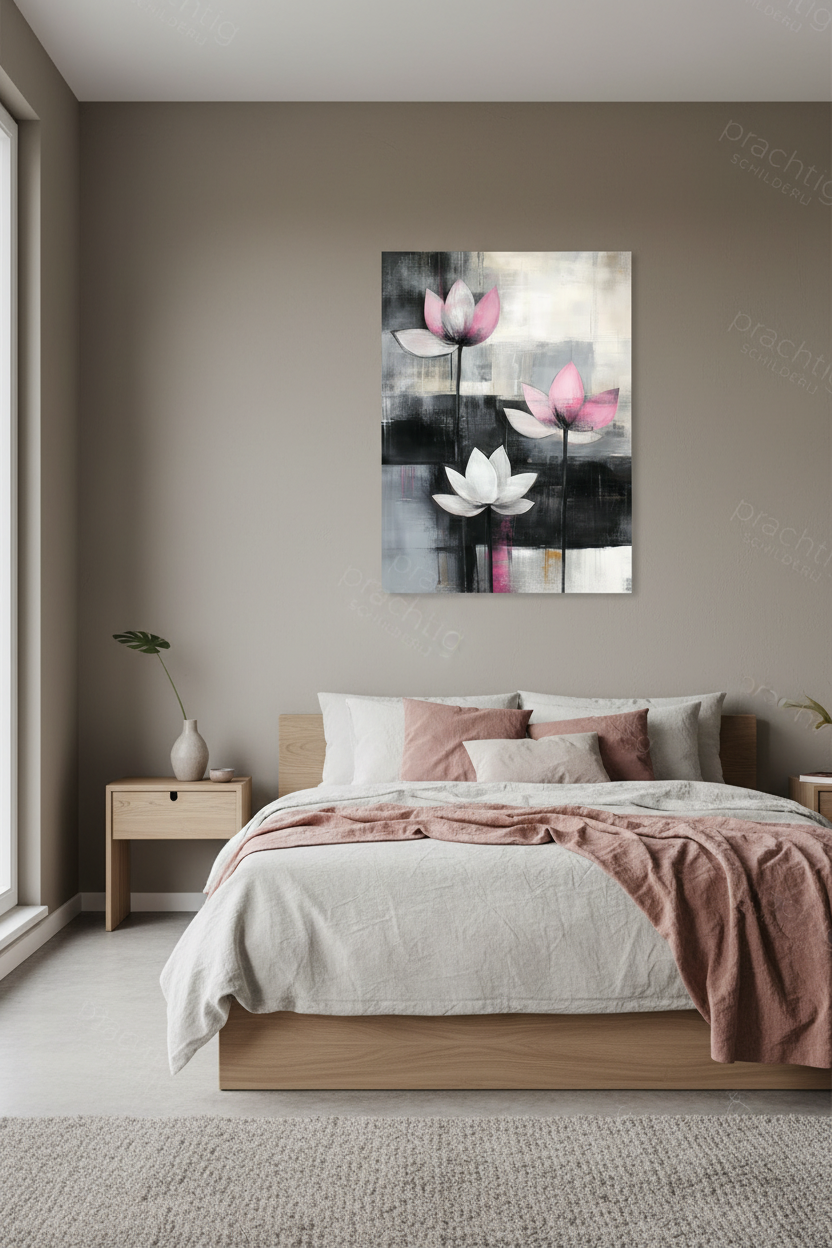 Lotus Bloemen in Zwart-Wit en Roze