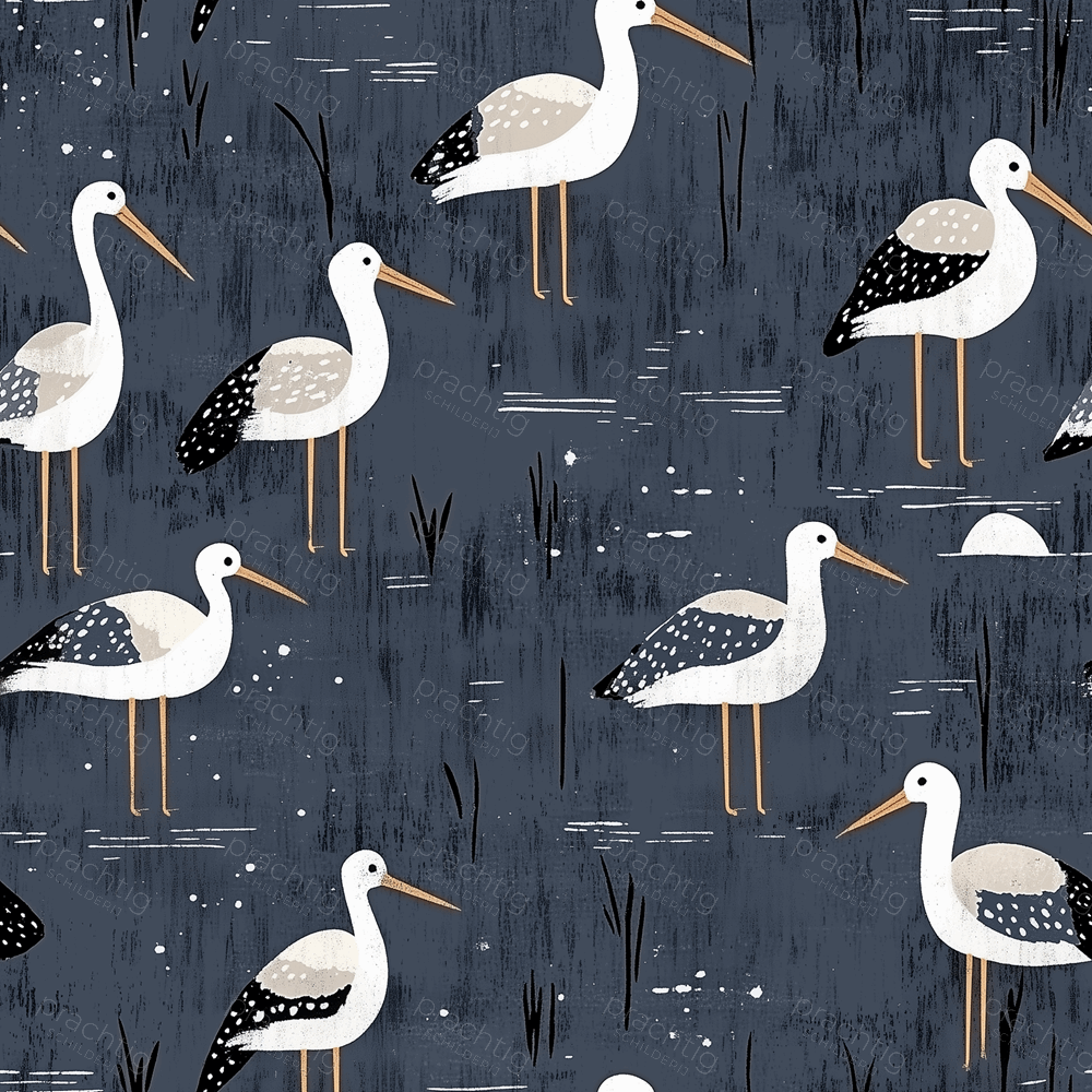 Stijlvolle Ooievaars op Donkere Achtergrond