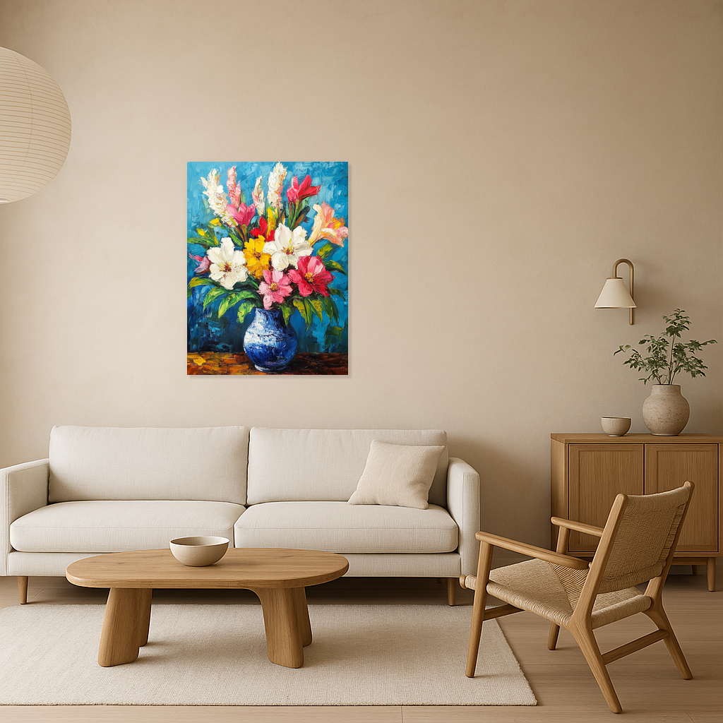 Bloemenpracht in Blauwe Vaas