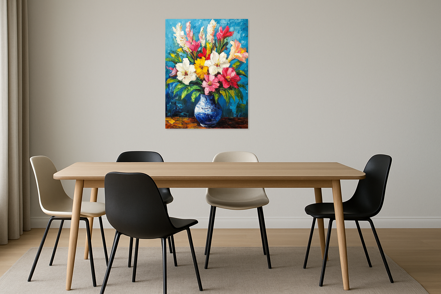 Bloemenpracht in Blauwe Vaas