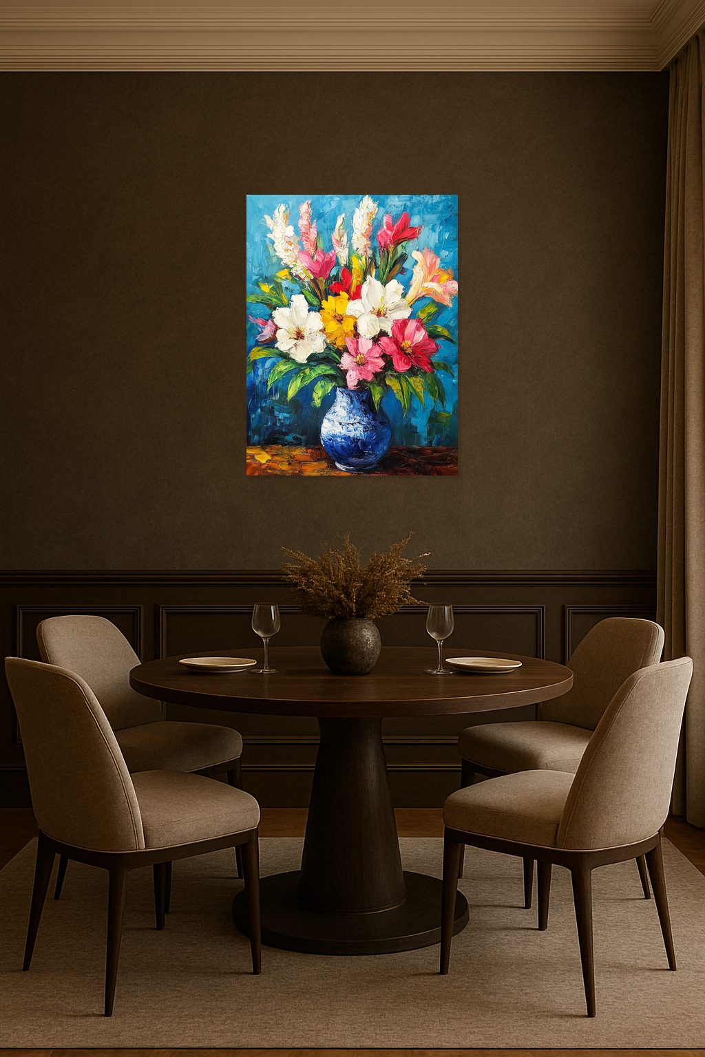 Bloemenpracht in Blauwe Vaas