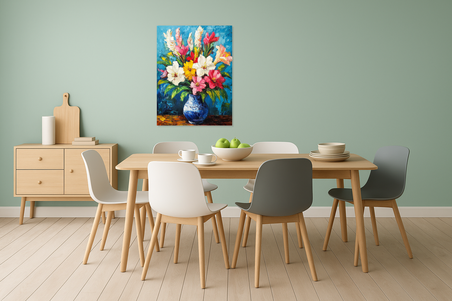 Bloemenpracht in Blauwe Vaas