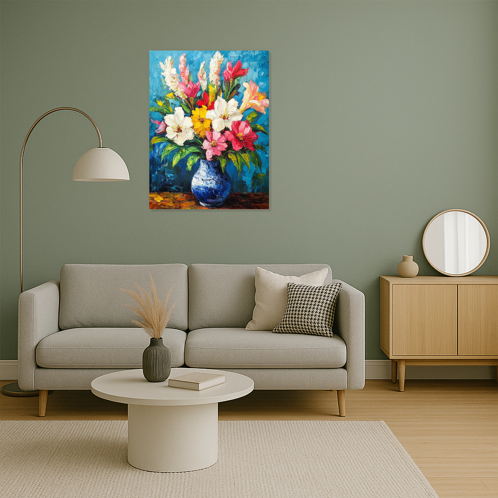 Bloemenpracht in Blauwe Vaas