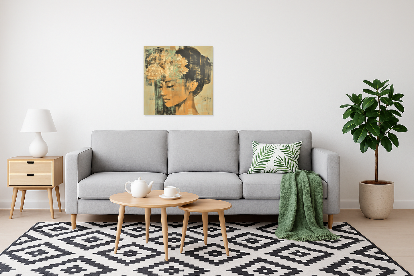 Dromerige vrouw met bloemen