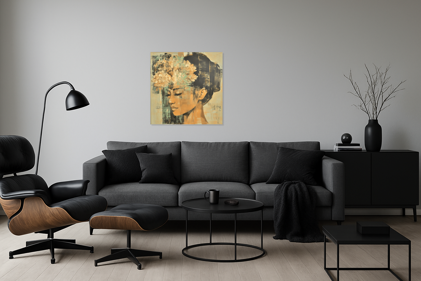 Dromerige vrouw met bloemen
