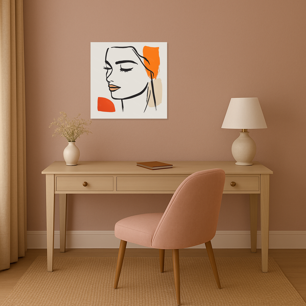 Dromerige Vrouw in Oranje
