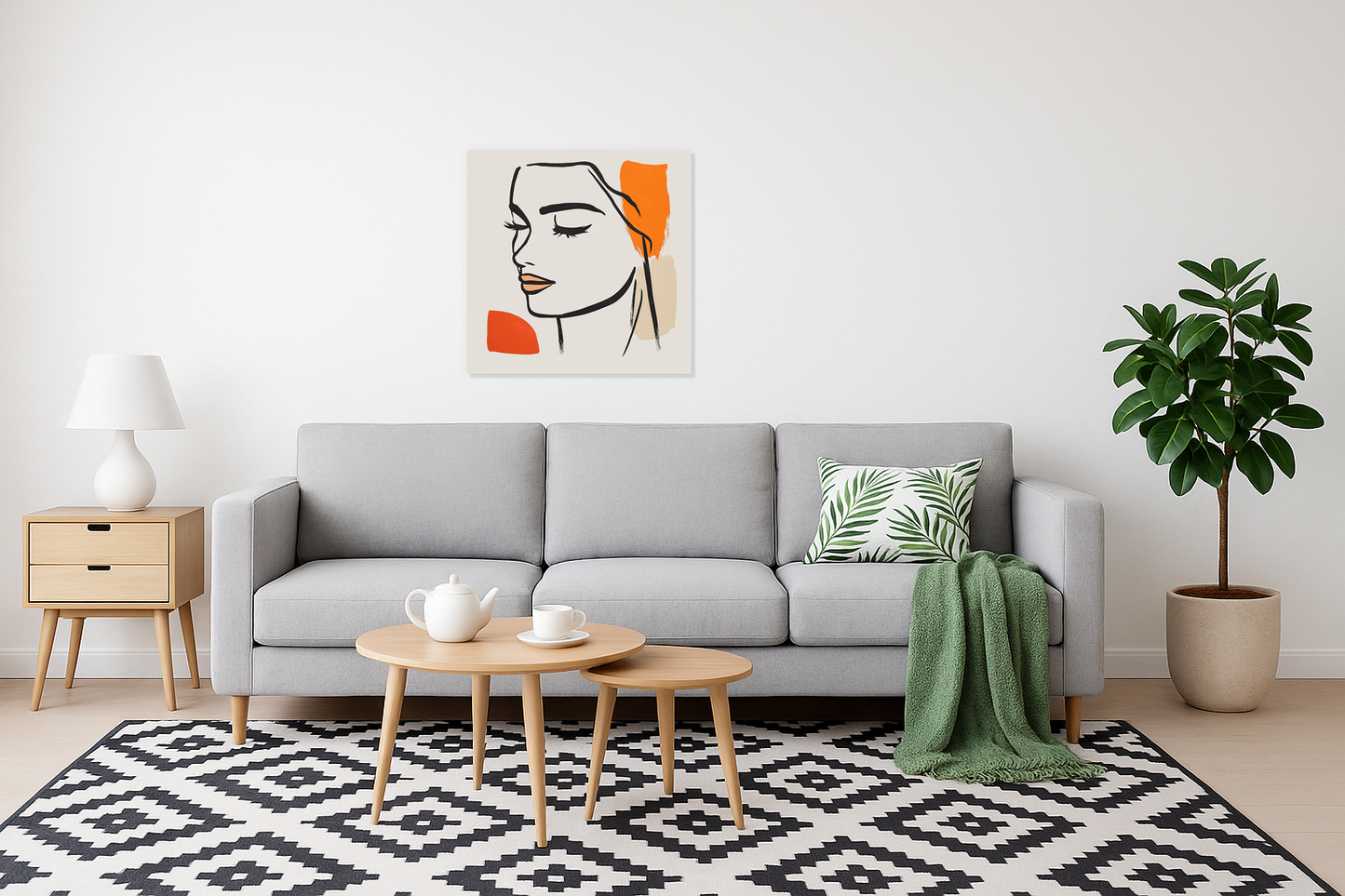 Dromerige Vrouw in Oranje