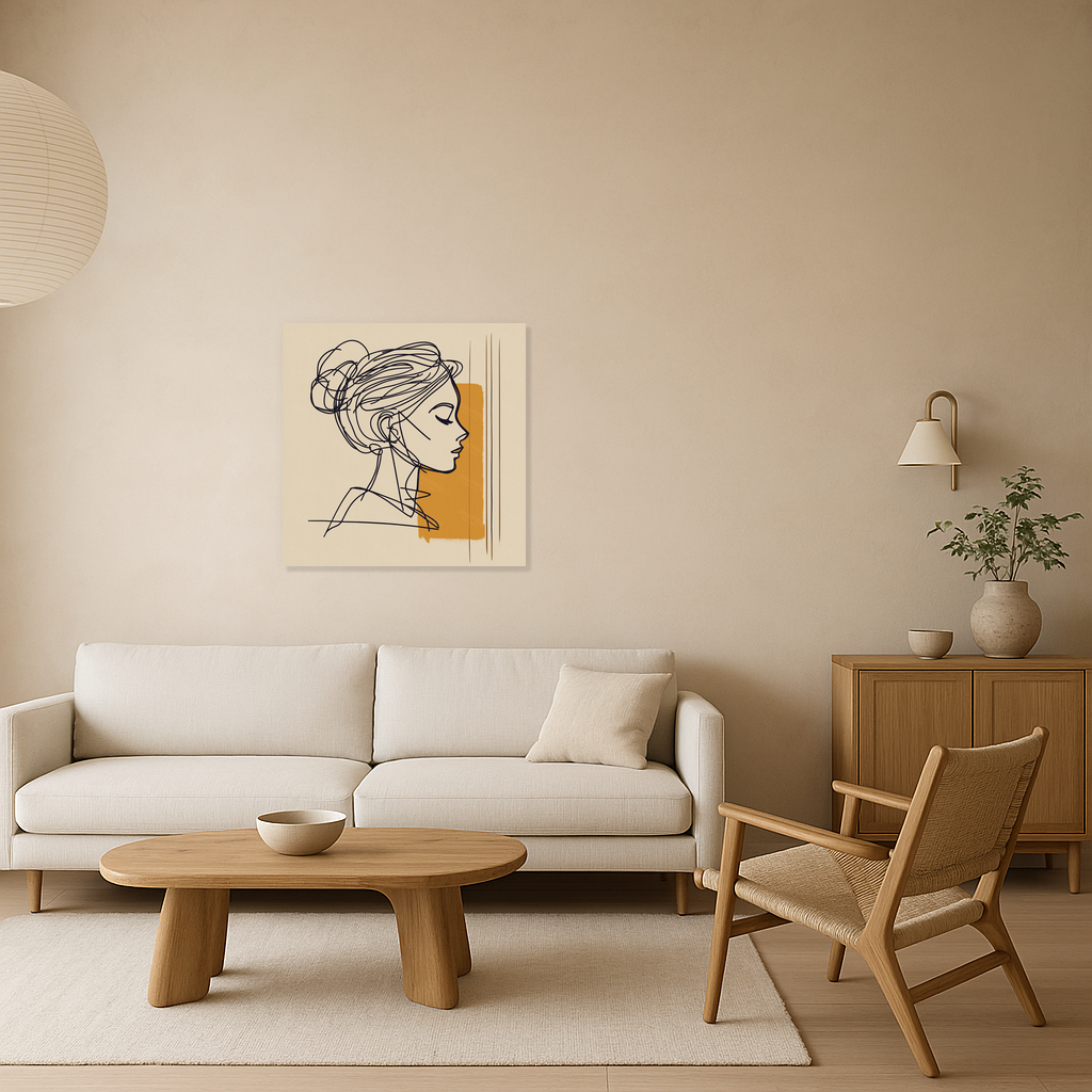 Dromerige Vrouw in Lijntekening