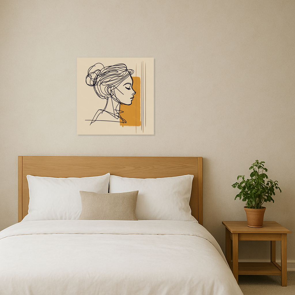 Dromerige Vrouw in Lijntekening