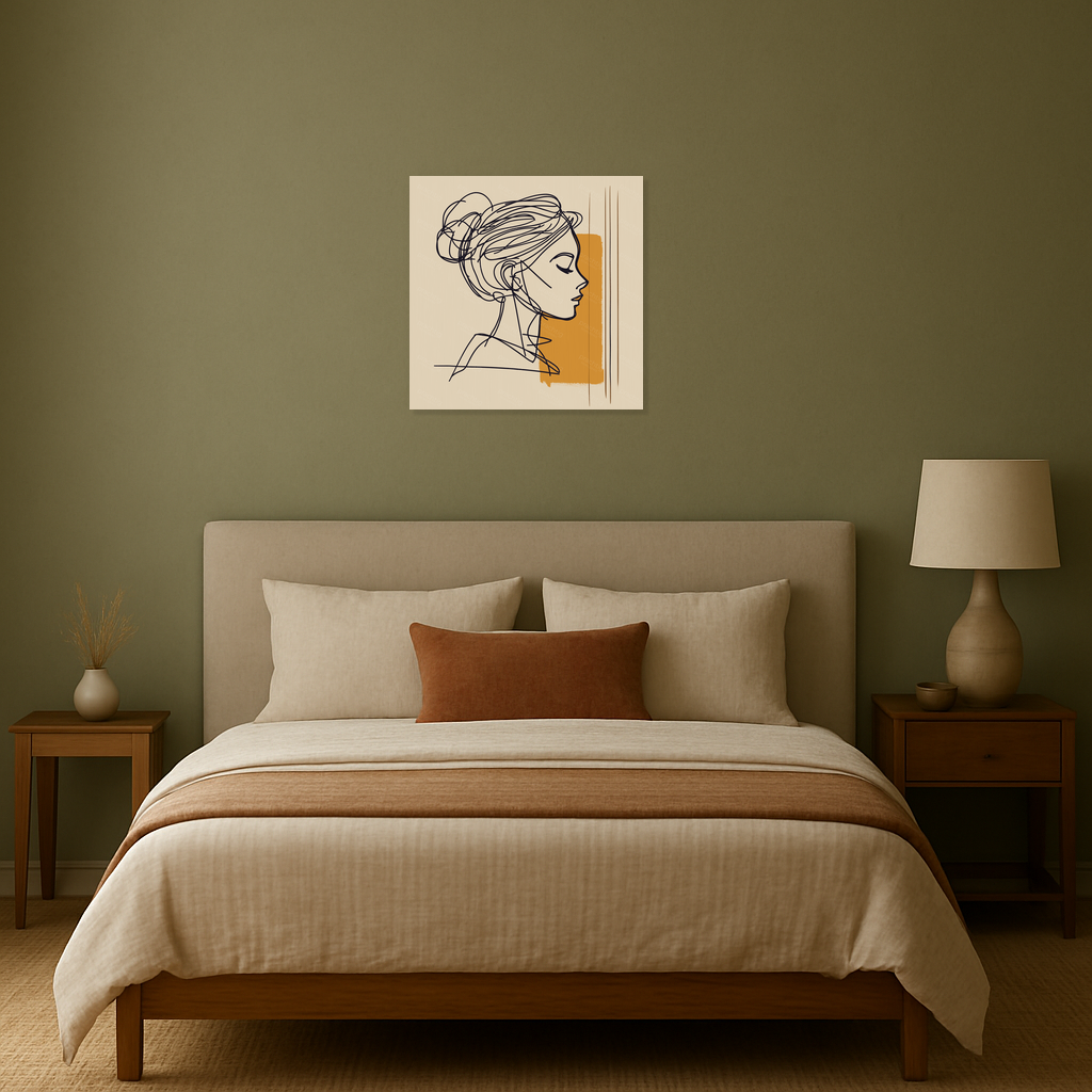Dromerige Vrouw in Lijntekening
