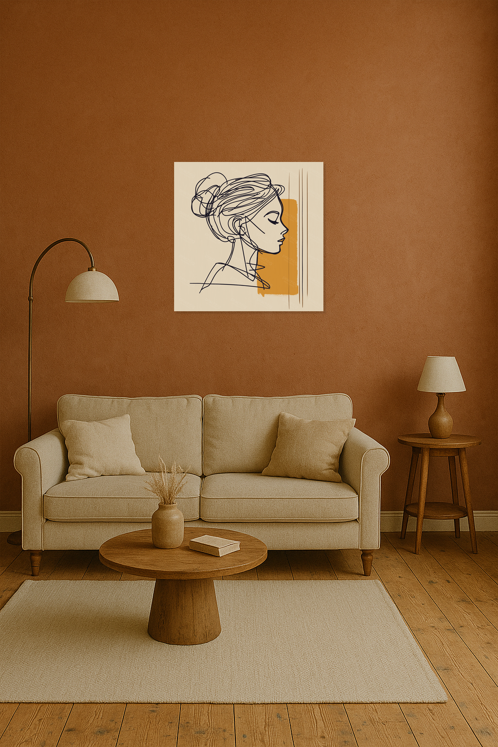 Dromerige Vrouw in Lijntekening