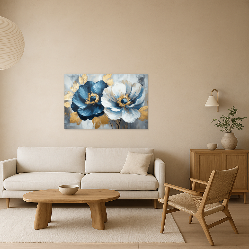 Blauwe en gouden bloemenpracht