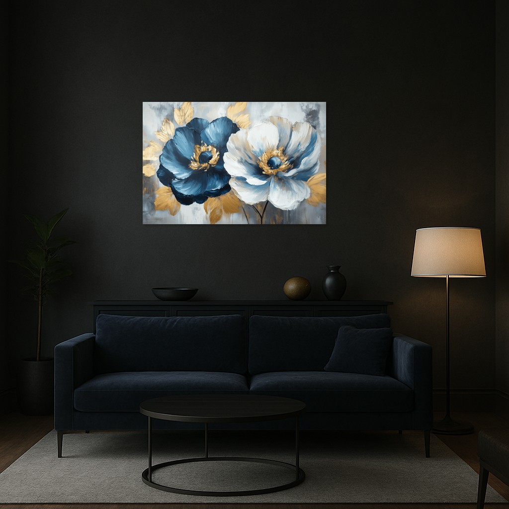 Blauwe en gouden bloemenpracht