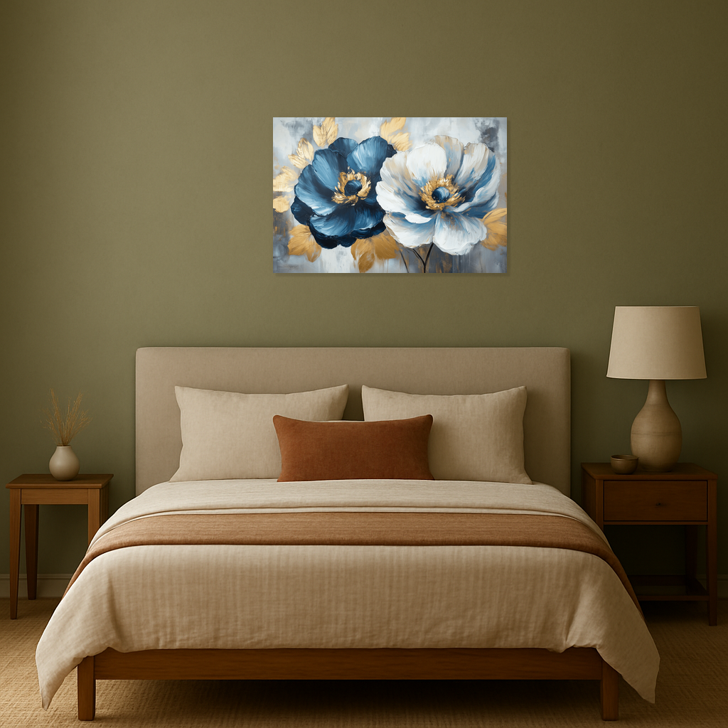 Blauwe en gouden bloemenpracht