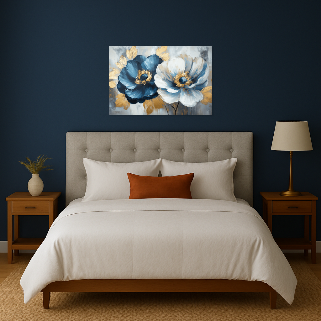 Blauwe en gouden bloemenpracht