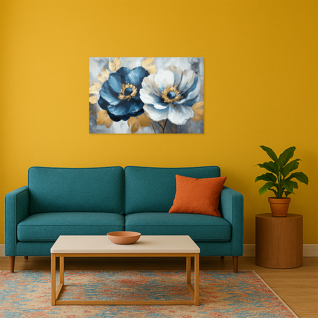 Blauwe en gouden bloemenpracht