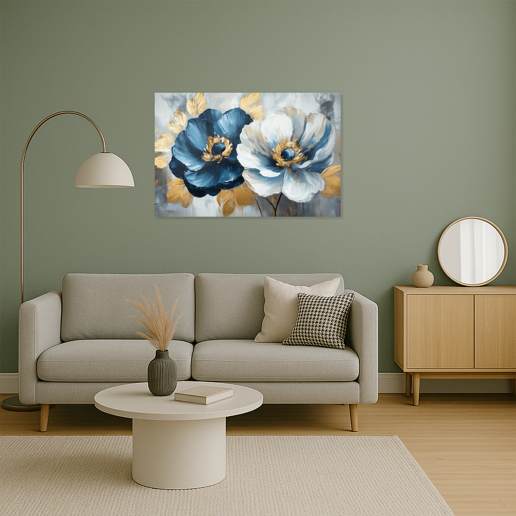 Blauwe en gouden bloemenpracht