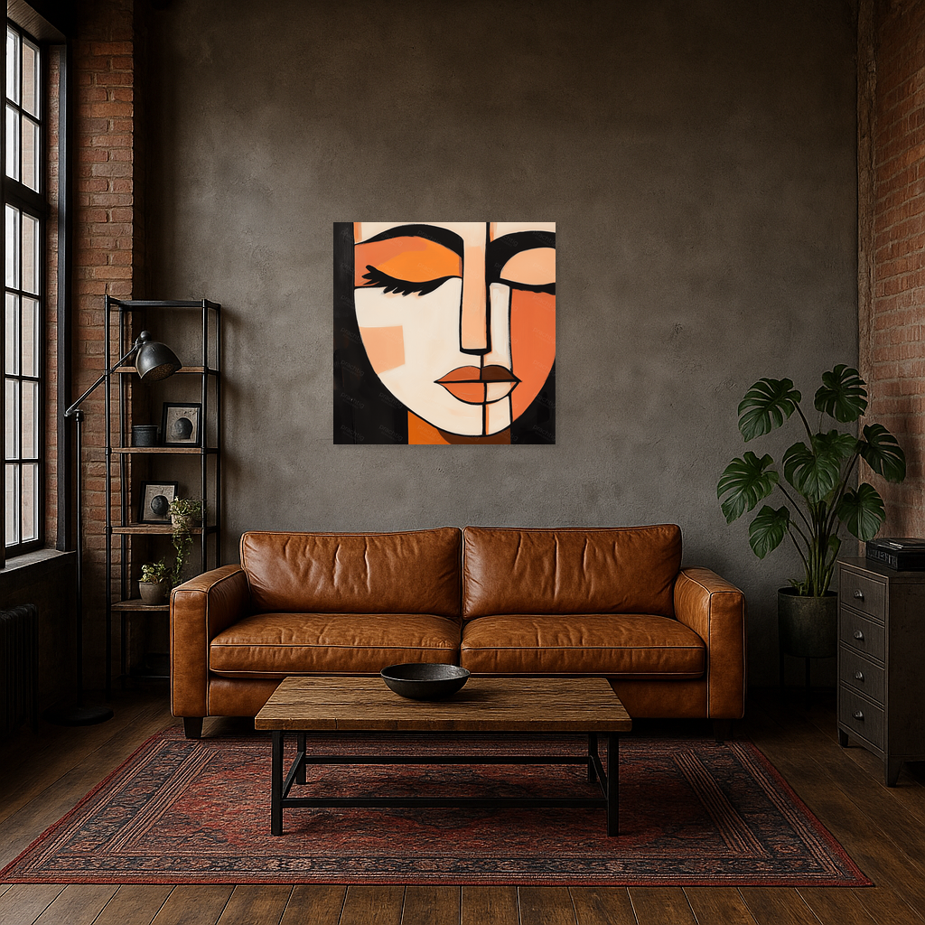 Geometrisch portret in warme tinten