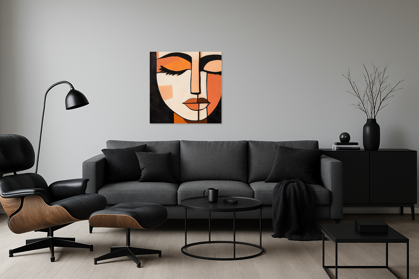 Geometrisch portret in warme tinten