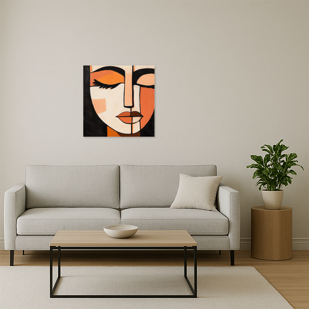 Geometrisch portret in warme tinten