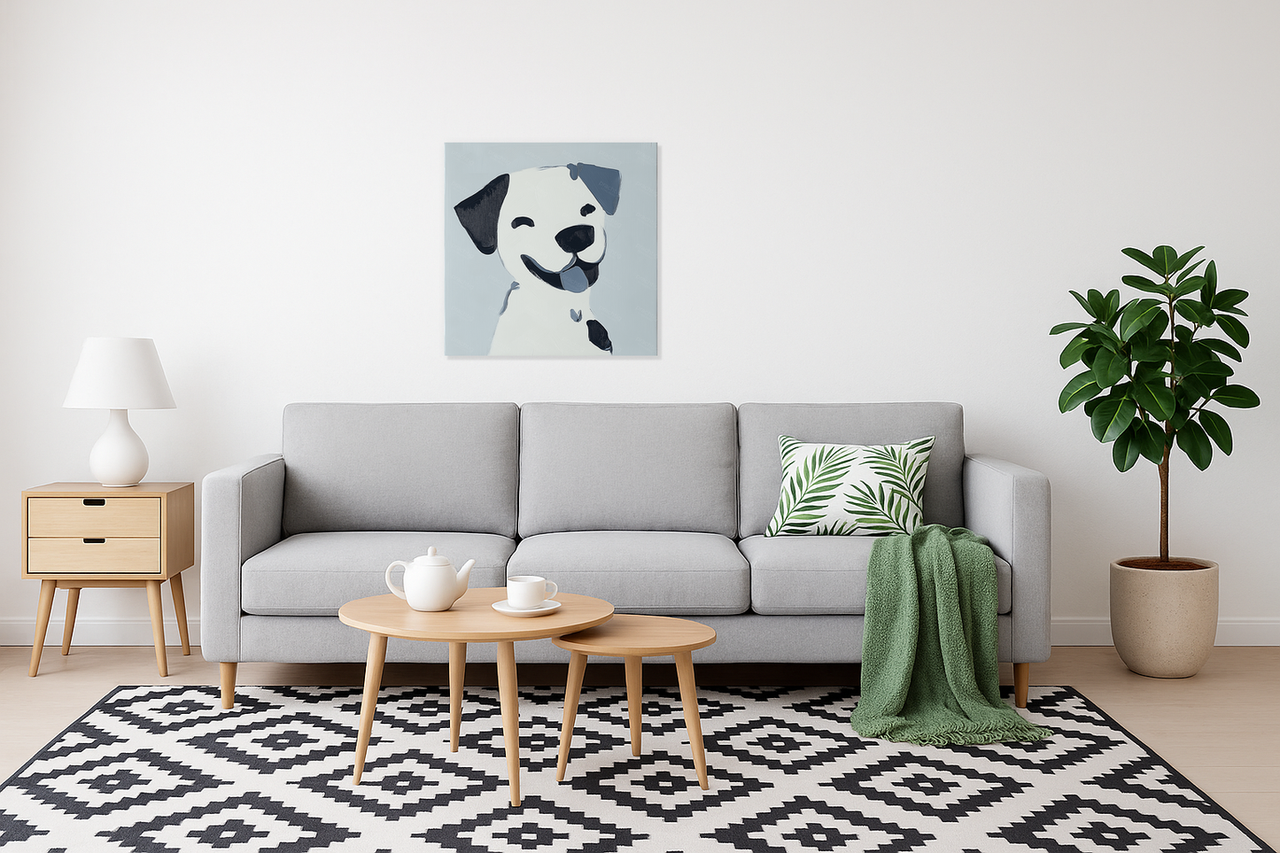 Blije Hond in Grijstinten