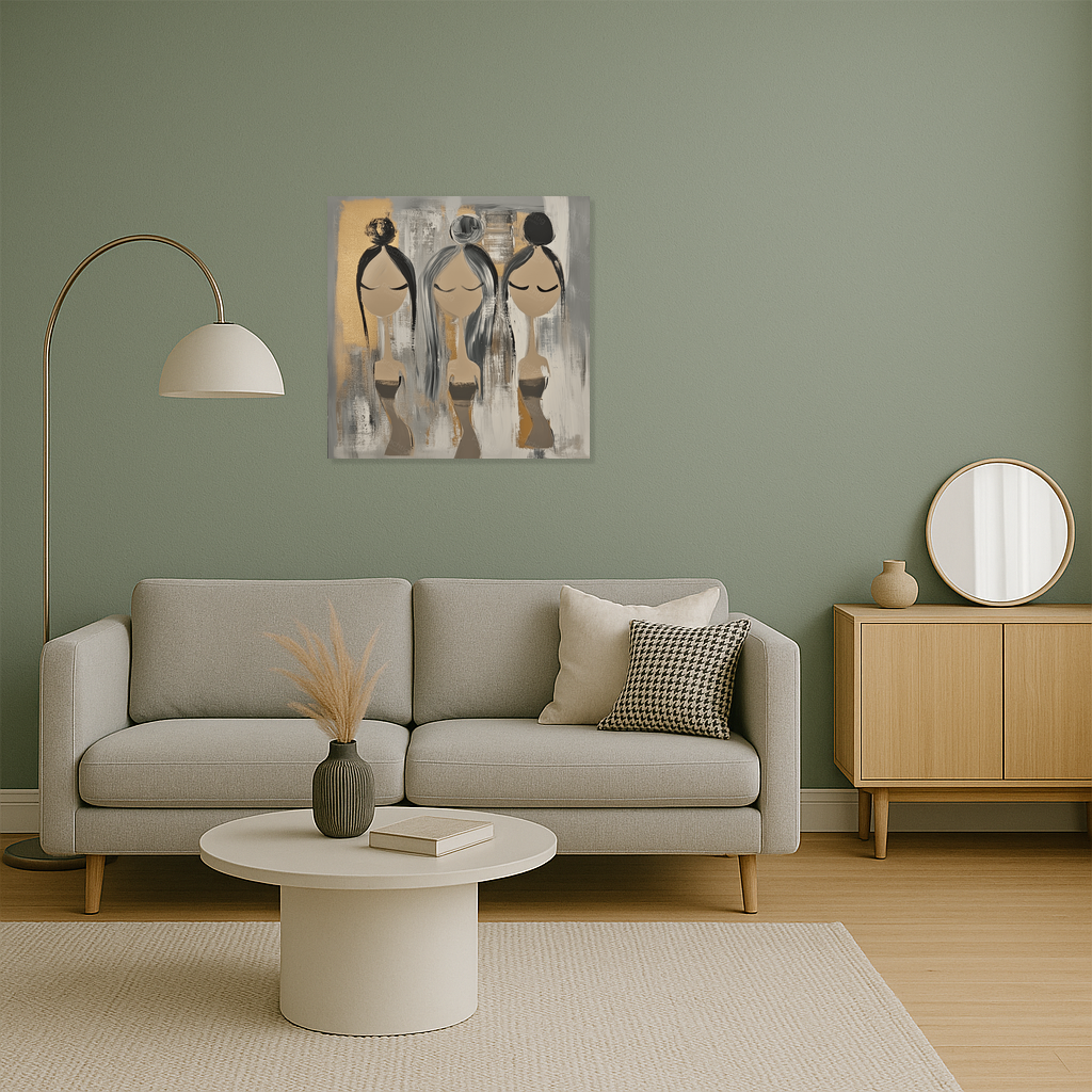 Drie dames in zachte tinten