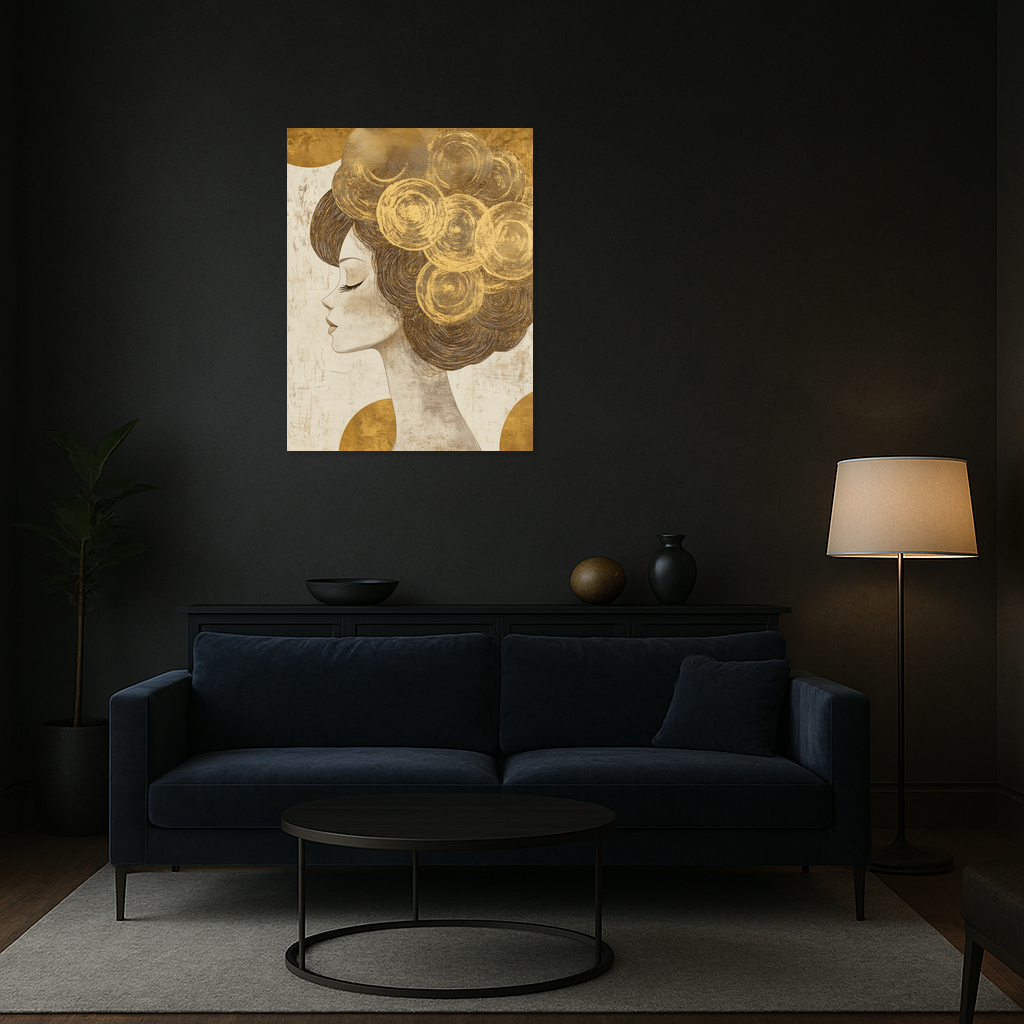 Dromerige Vrouw in Gouden Tinten