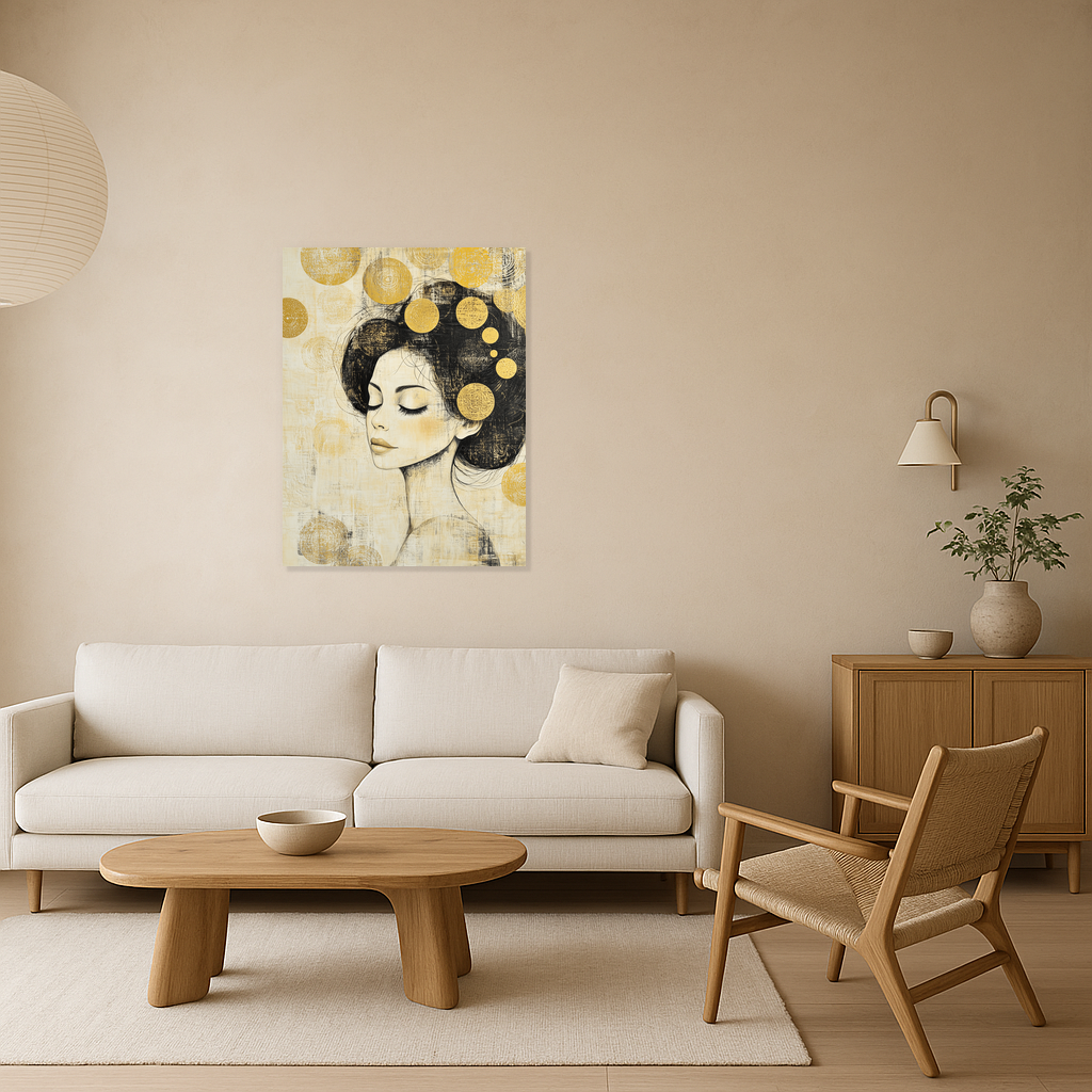 Dromerige Vrouw met Gouden Cirkels