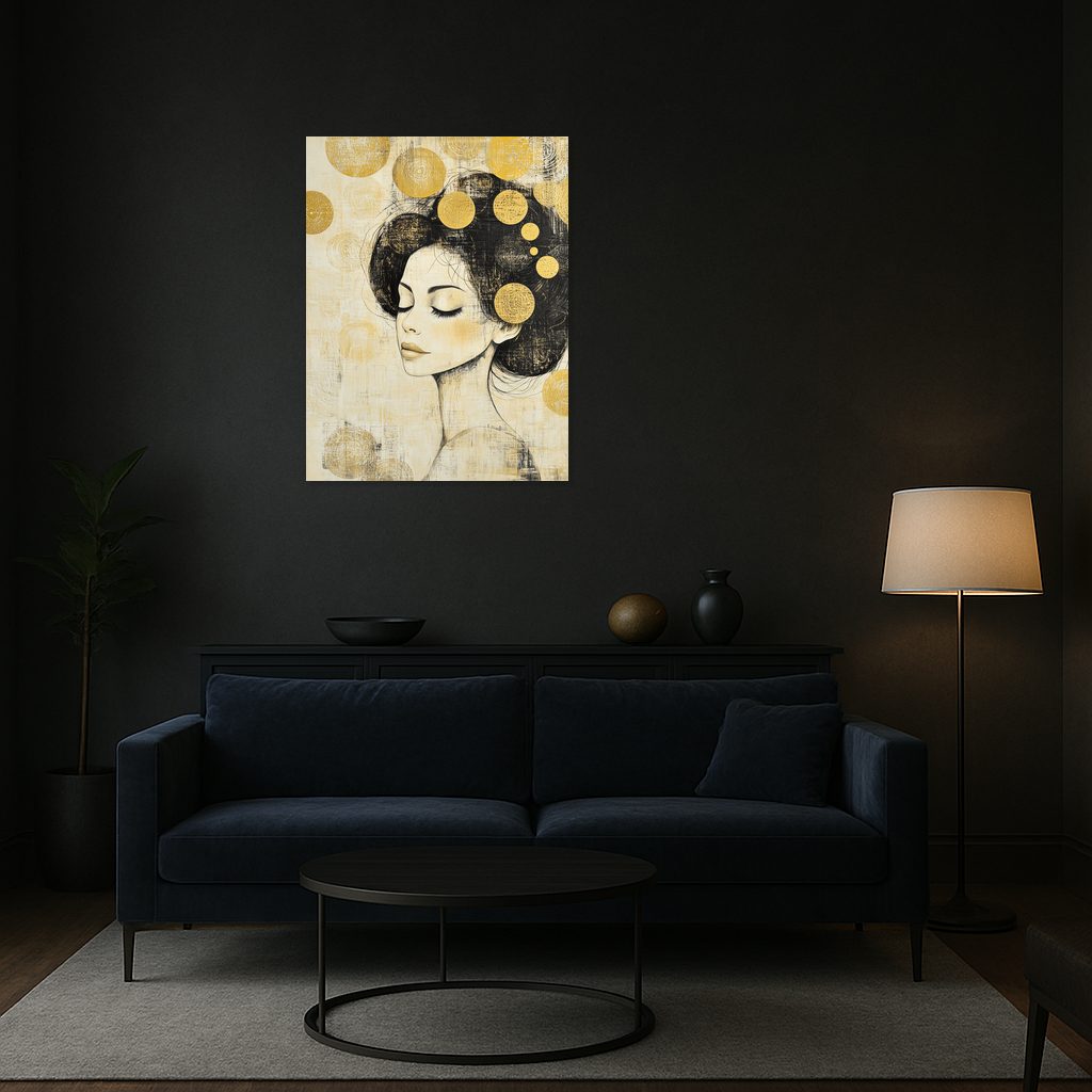 Dromerige Vrouw met Gouden Cirkels