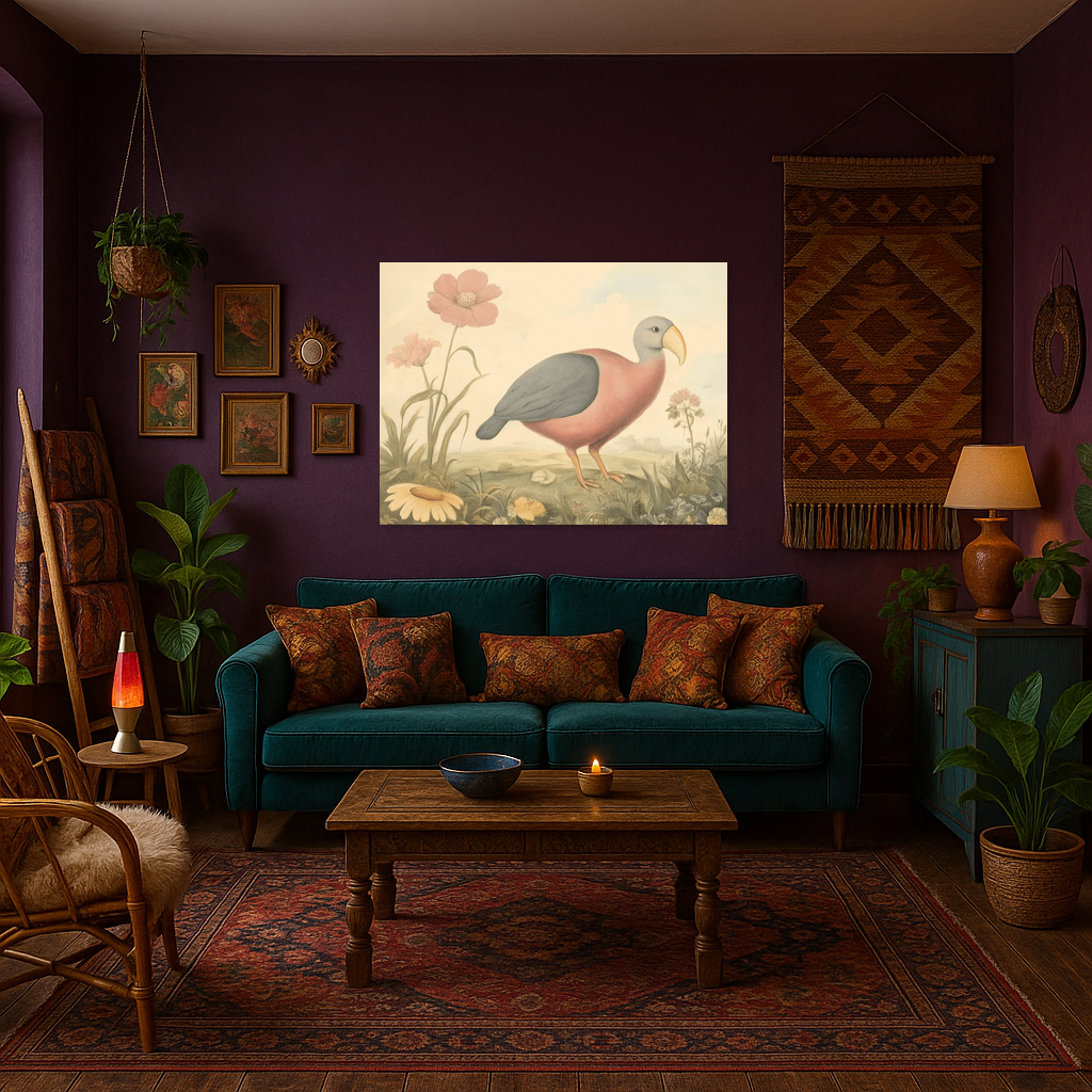 Exotische vogel tussen bloemen