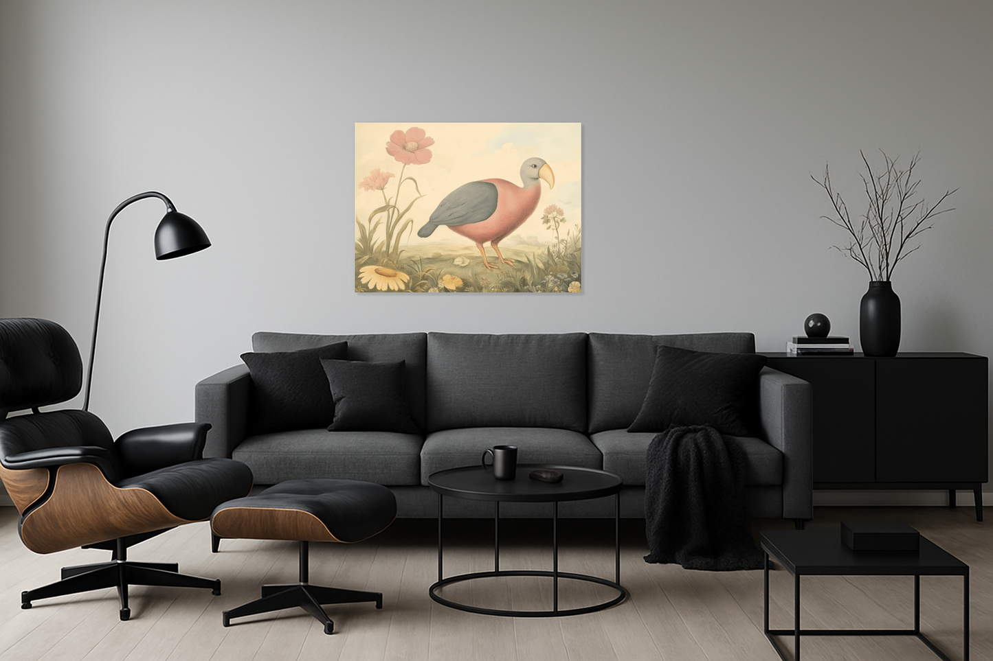 Exotische vogel tussen bloemen