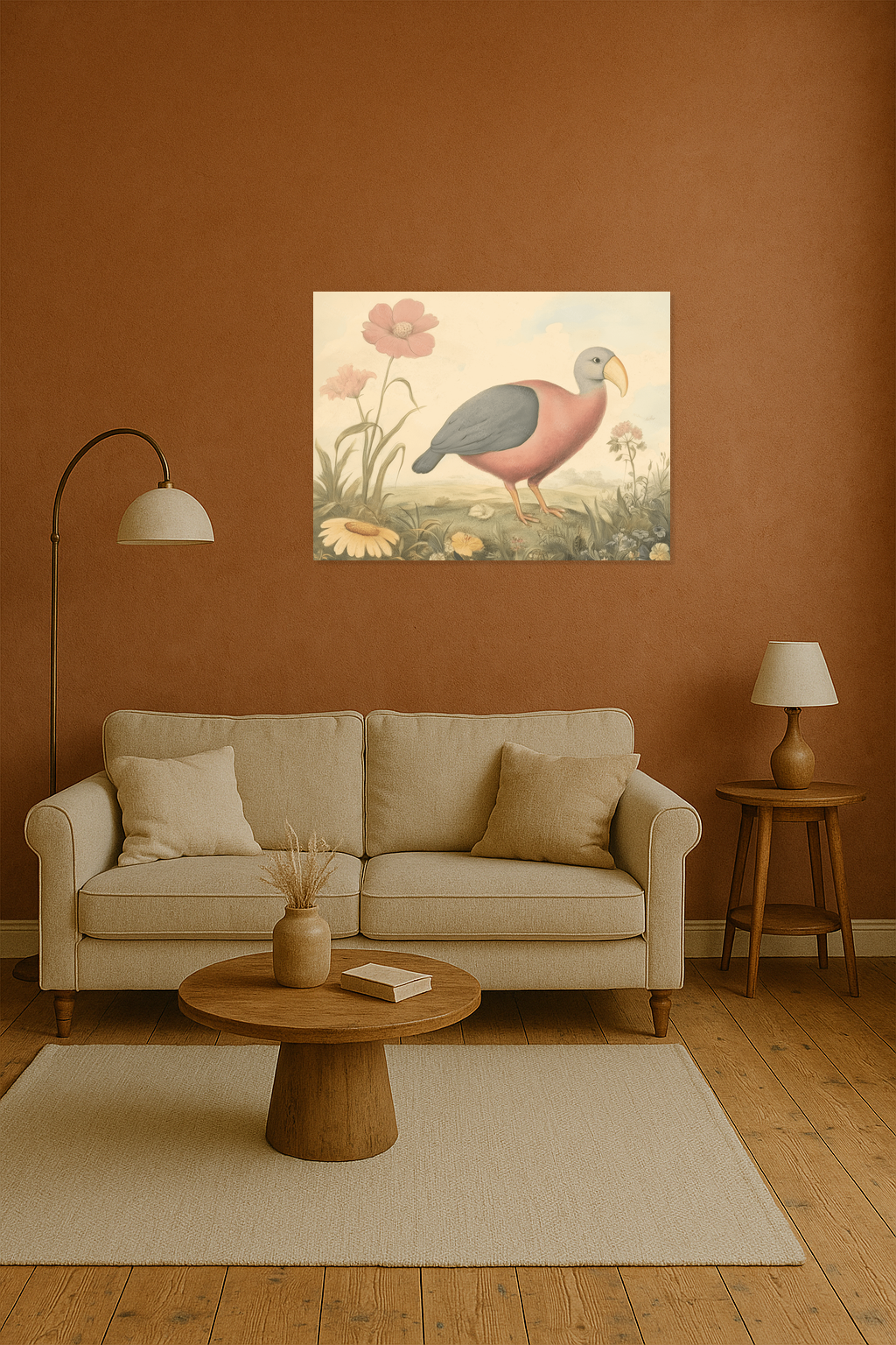 Exotische vogel tussen bloemen