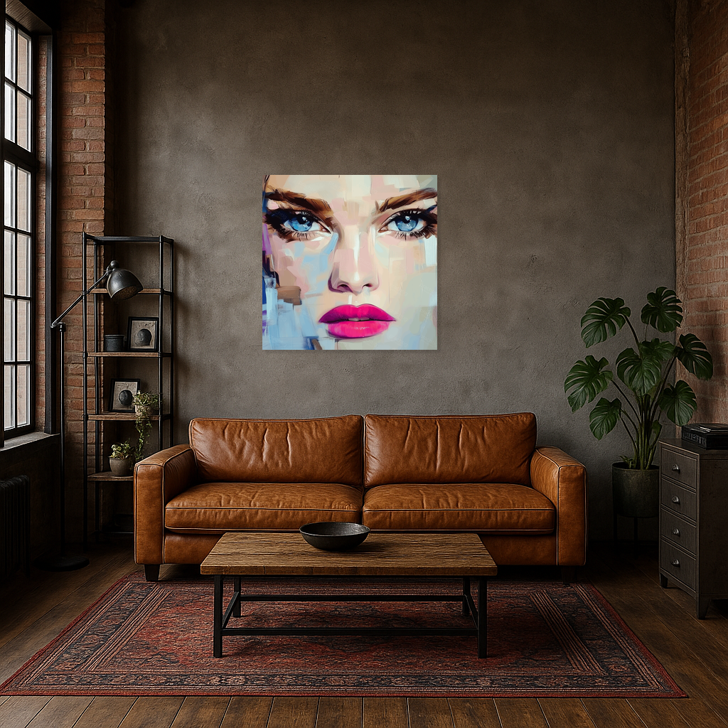 Expressieve Blik met Roze Lippen