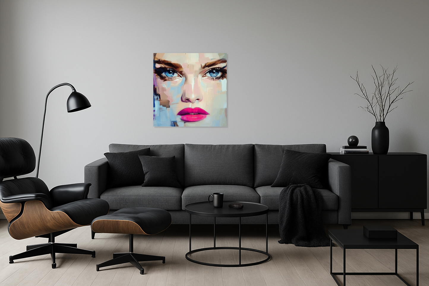 Expressieve Blik met Roze Lippen