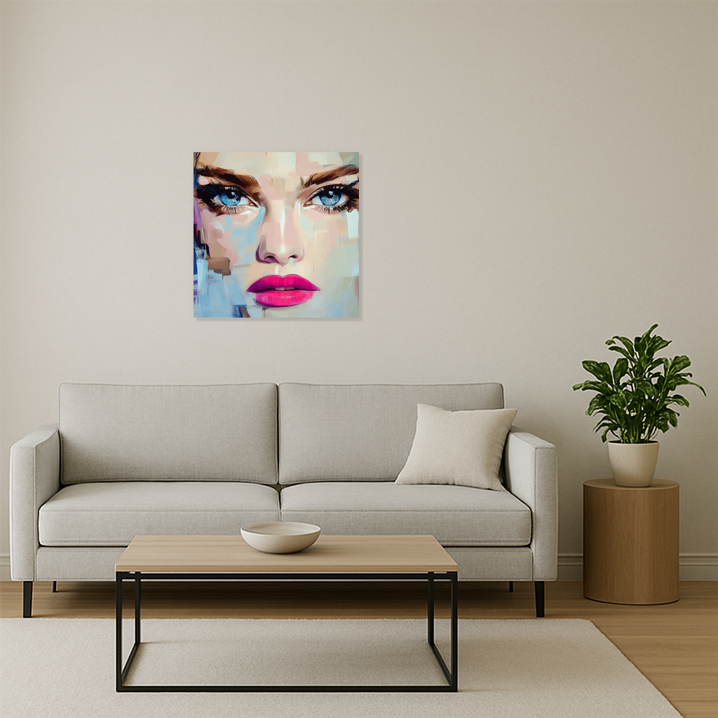 Expressieve Blik met Roze Lippen