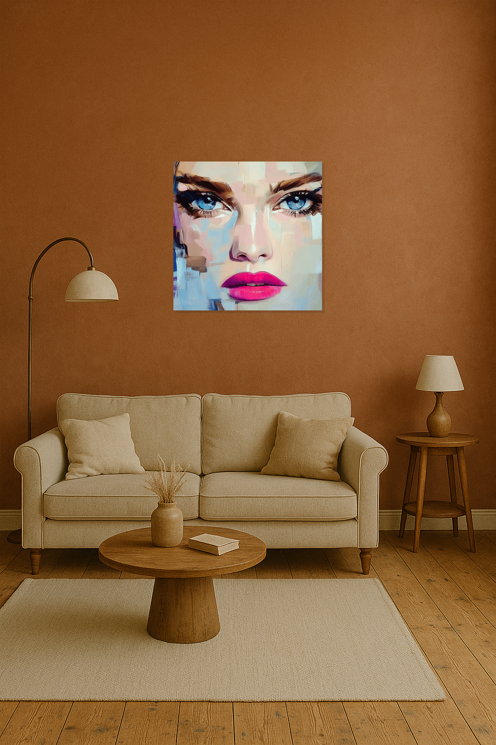 Expressieve Blik met Roze Lippen