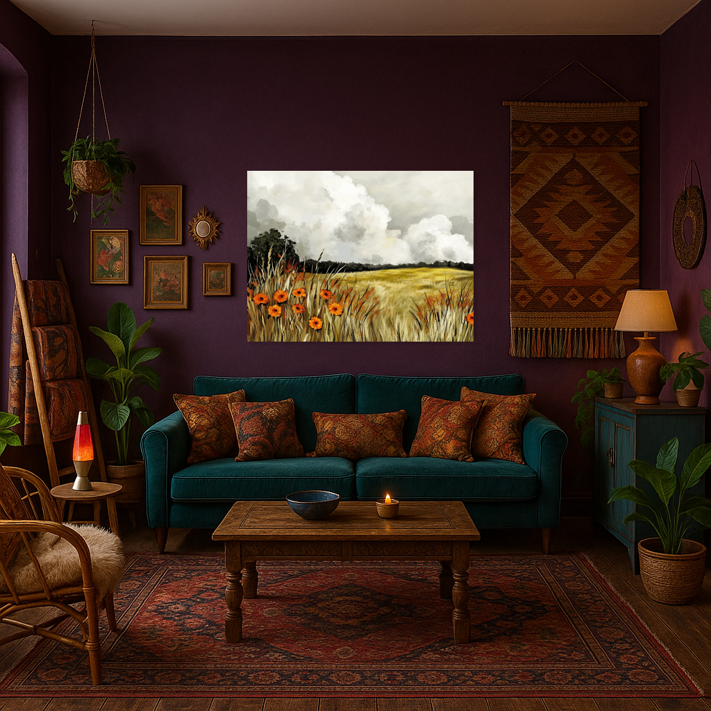 Gele bloemen onder wolkenlucht